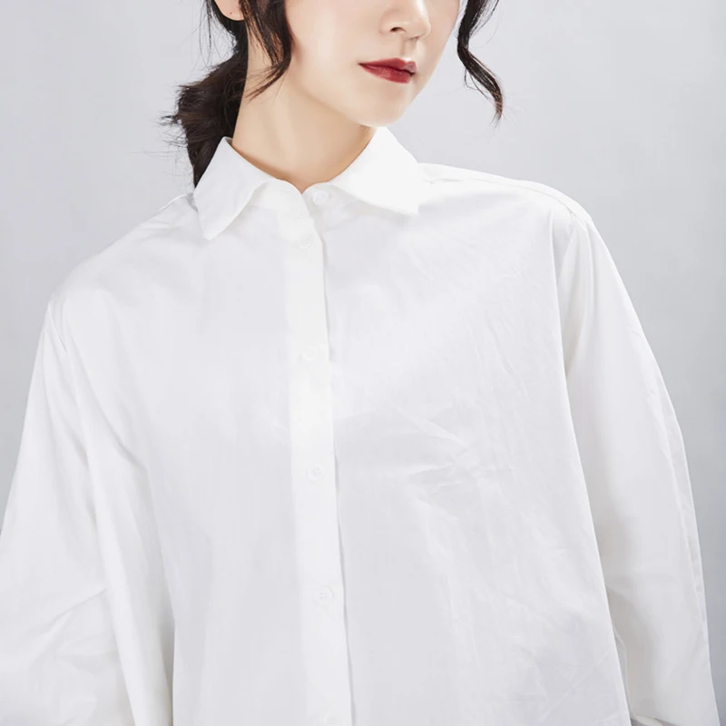 CHICEVER/белые рубашки для женщин с отворотом рукавом летучая мышь длинным