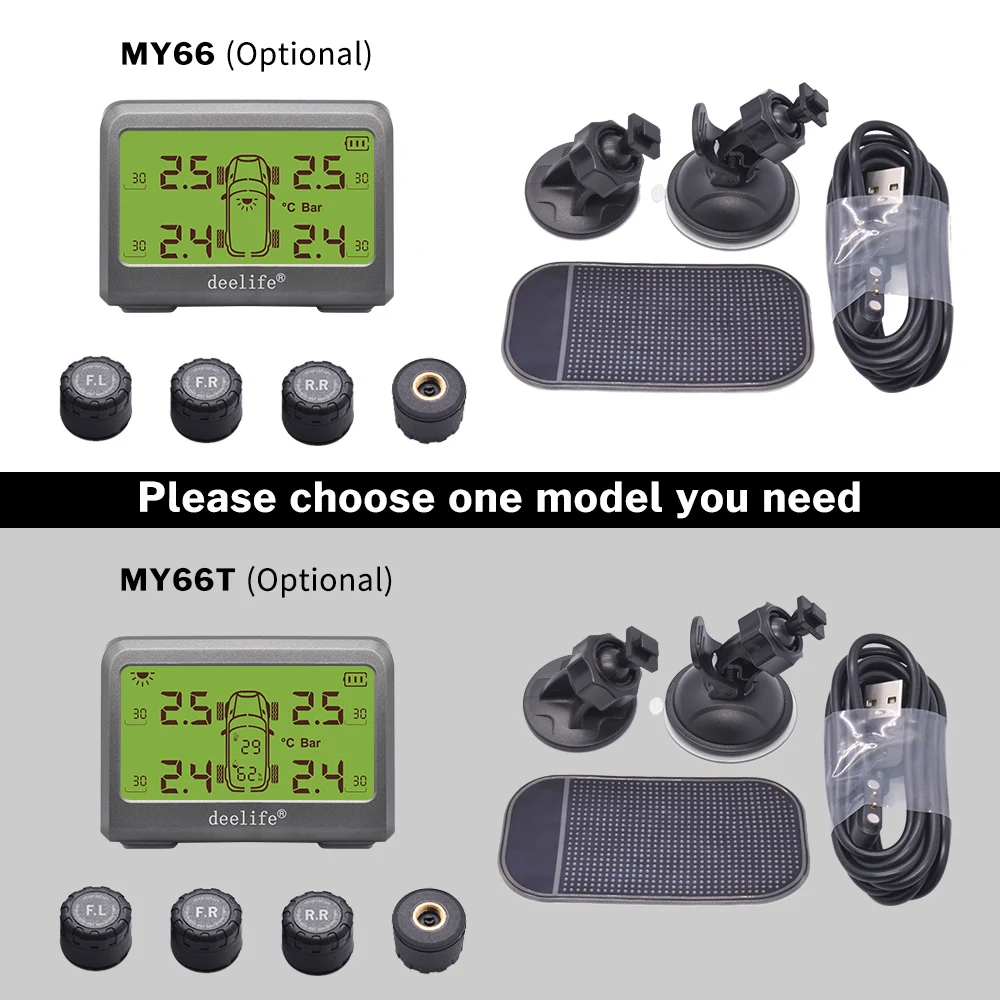 Deelife TPMS Солнечная система контроля давления в автомобильных шинах 0-8 бар TMPS Внутренний внешний датчик для колесных шин