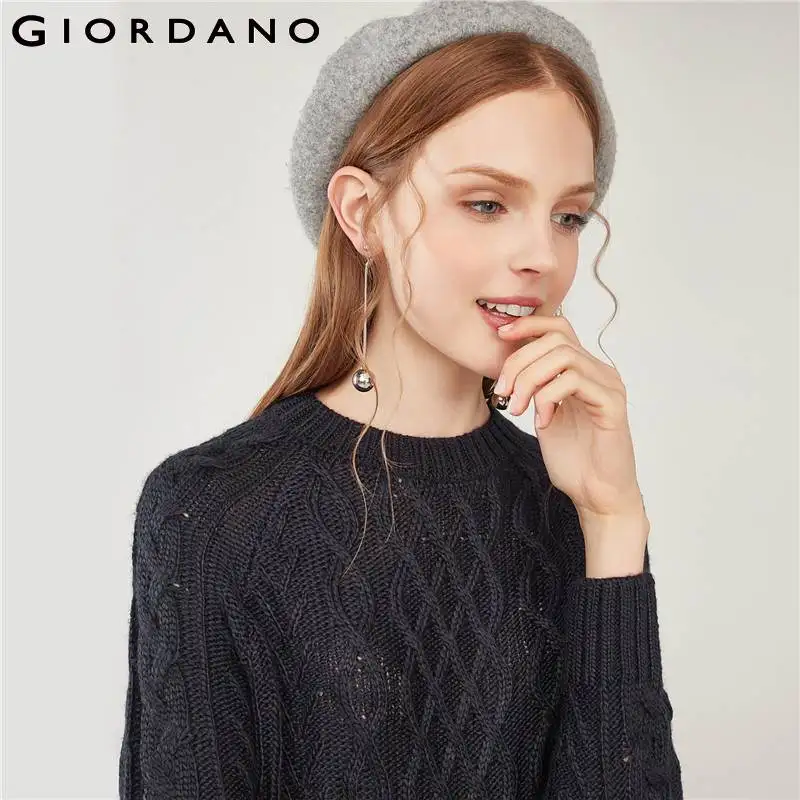 Джордано Для женщин кабель свитер Элегантный Шерсть s трикотажный пуловер теплый