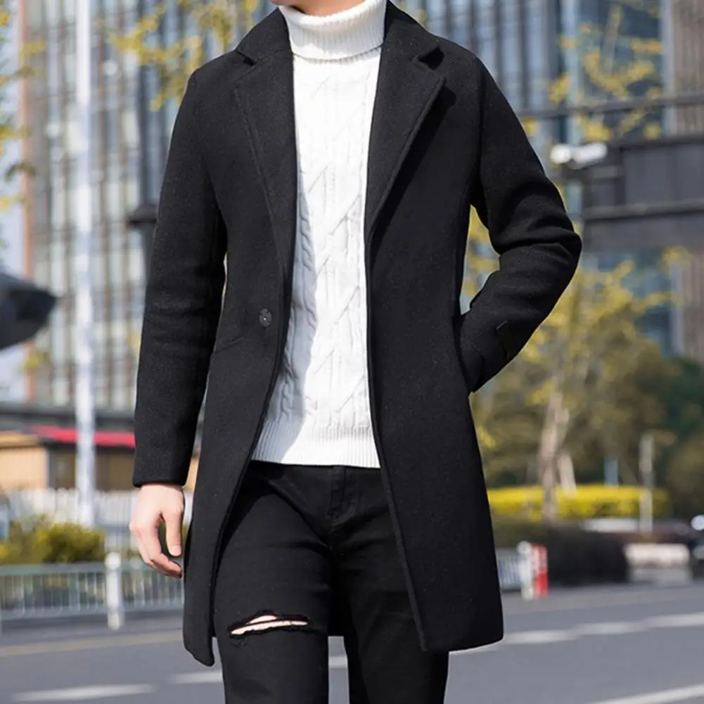 

Casual Pure Color All Match Windbreaker Coat Mid-Length Coat Temperament Comfy