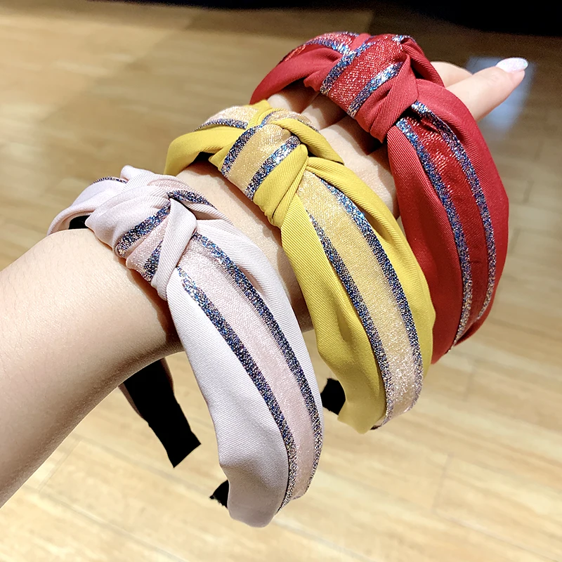 Женский элегантный цветной Серебряный полосатый ободок для волос держатель с