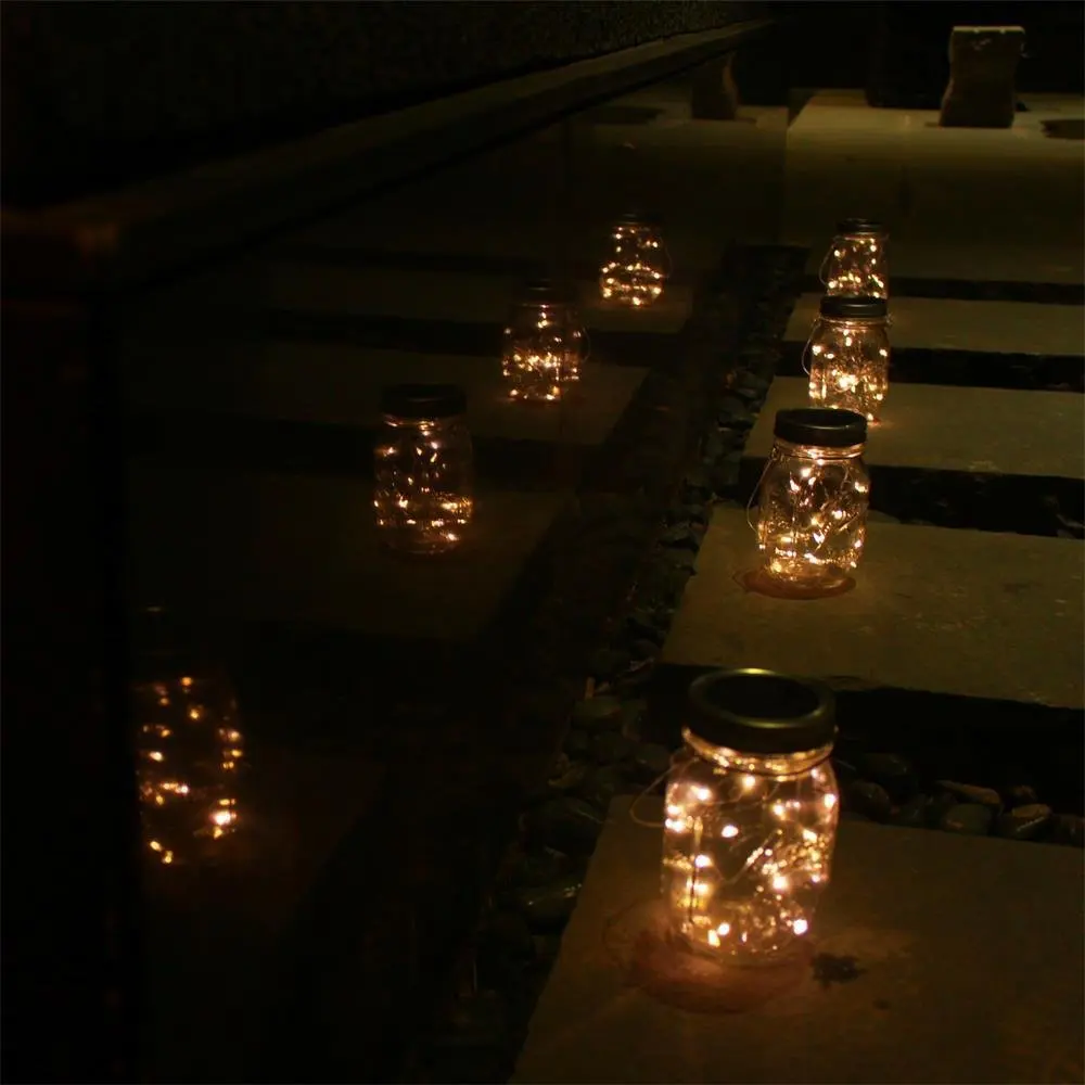 2 м светодиодный Солнечная бутылка Фея струнный светильник Mason Jar Ночной для