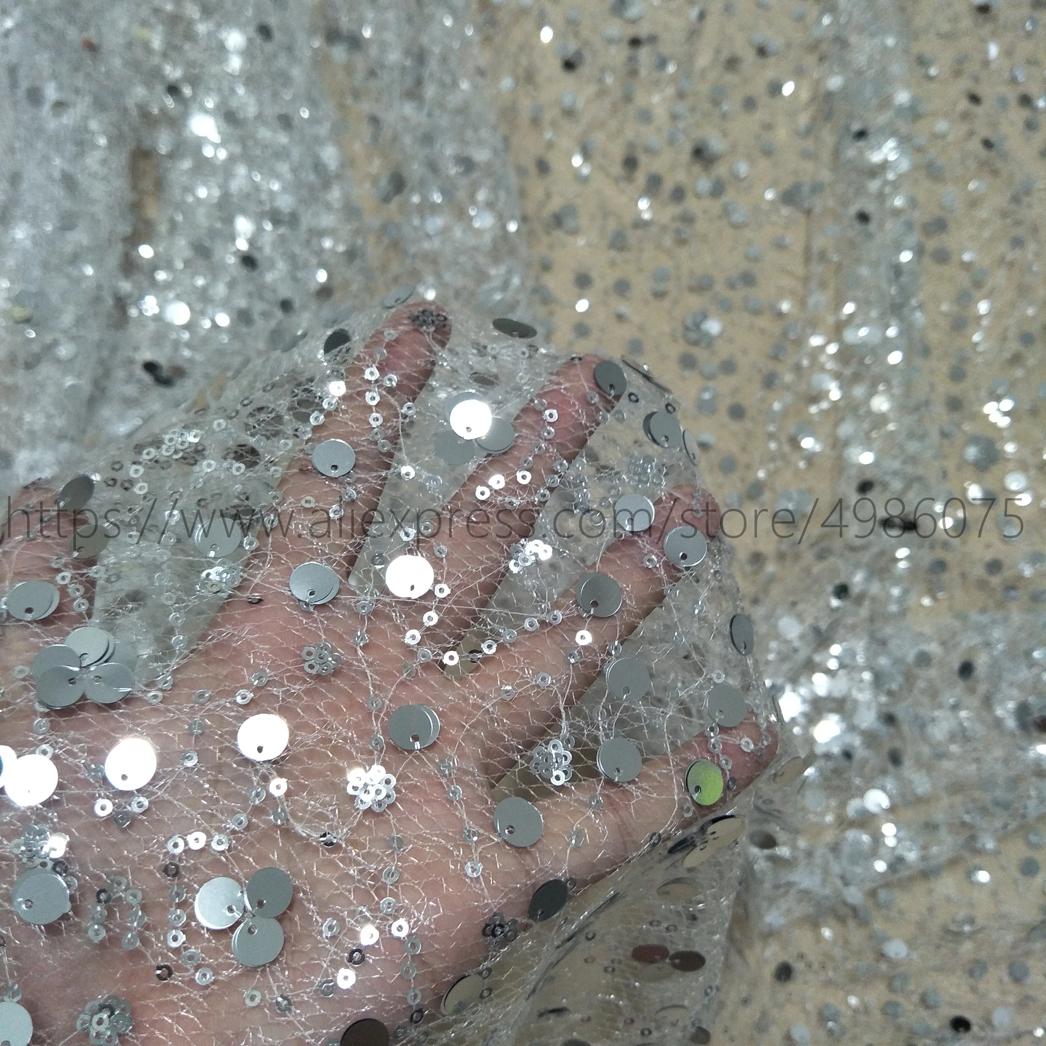 Кружевная ткань Greay Тюлевая кружевная с блестками 130 см в ширину для вечернего