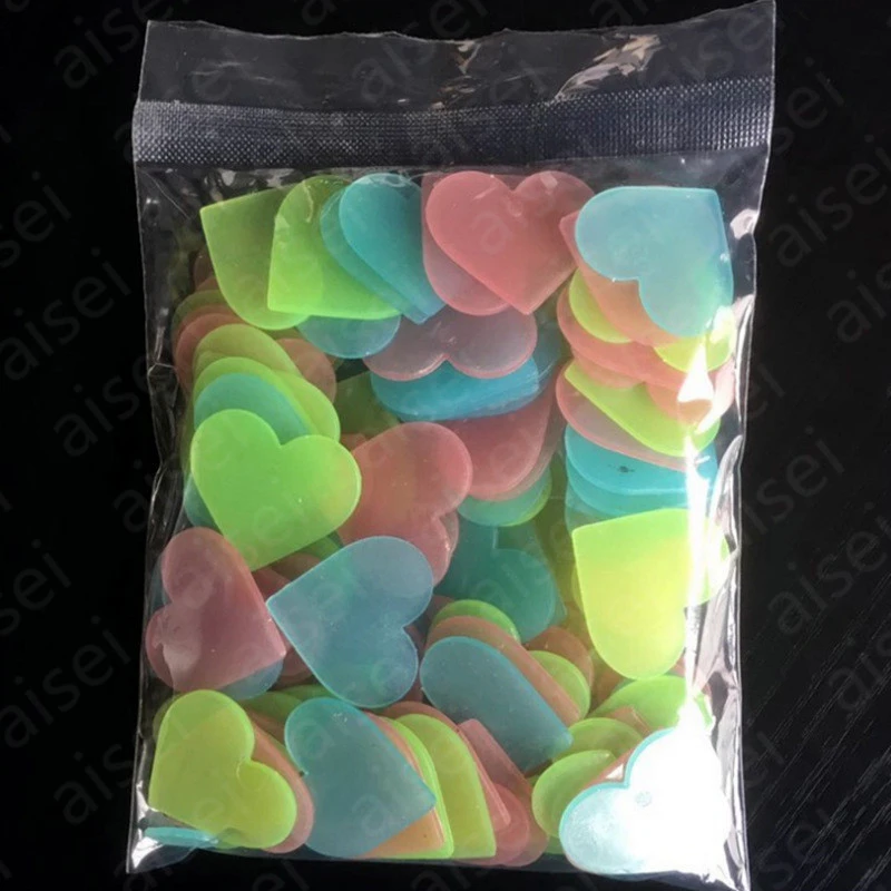 100 шт. флуоресцентные светящиеся наклейки на стену в виде звезды и любви | Дом сад