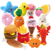 mini cartoon plush dog squeaky toy funny fruit shape puppy interactive bite resistant toys pets accessories supplies