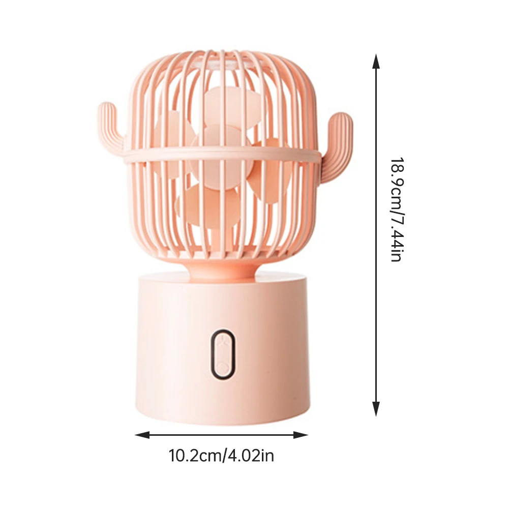 

USB Fan Mini Desktop Fan 2400mAh Cactus Shaking Head Fan 4 Colors Available Portable USB Rechargeable Auto Rotation Outdoor Fan