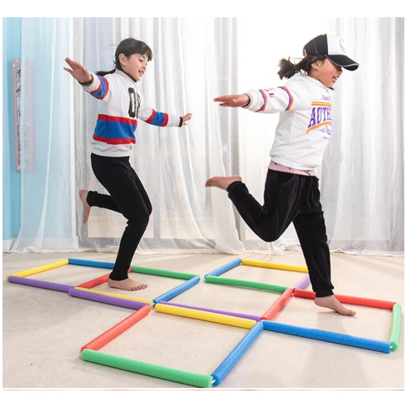 Детские крытые игры на открытом воздухе, игры из пены hopscocky Jumping Ladder, сенсорные игрушки, Kindergarden, детская игра для активного отдыха, набор из 21