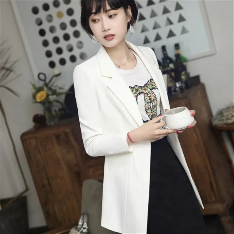 Весна 2021 женские офисные длинный плащ Блейзер черный белый цвет зеленый розовый