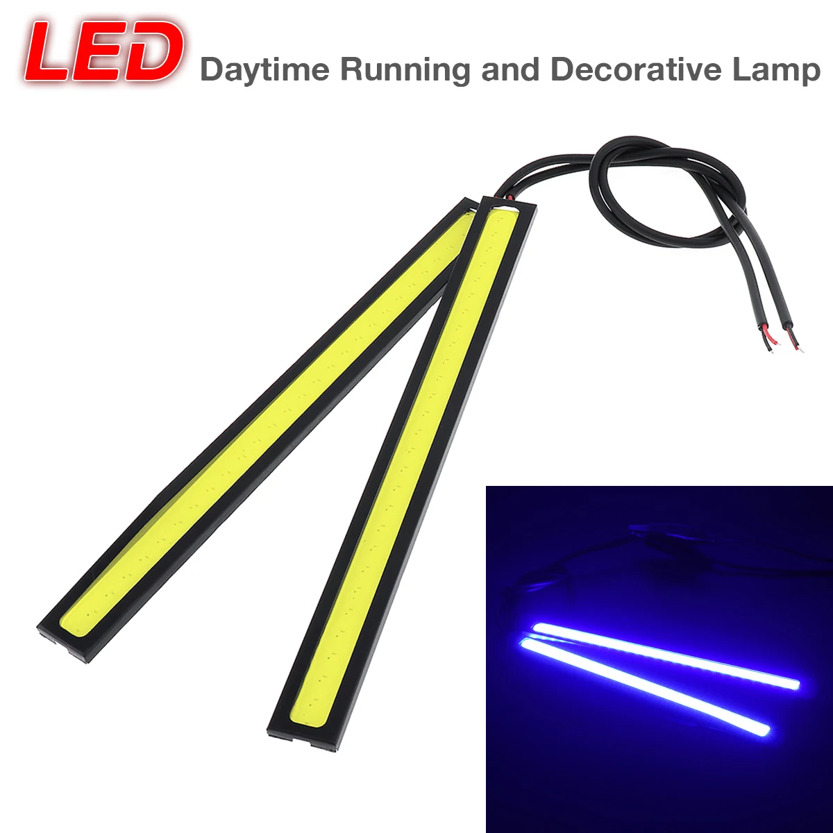 

Car Decorative Lights 2x DC 12V Super Bright White DRL Fog Driving Lamp Waterproof Car COB LED Lights Daytime Running Lights