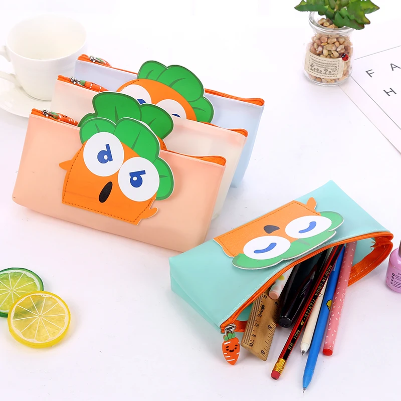 1 шт. милый мультяшный кавайный чехол карандаш с морковкой Мягкая силиконовая