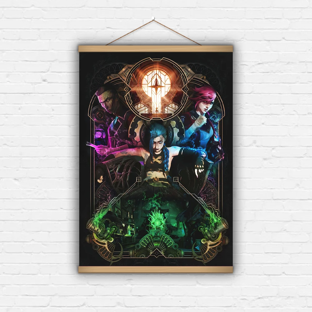 LOL Arcane Game TV series Animation League Legends Jinx Scroll Painting Poster  Decorative Tapestry Design Creativity Wall