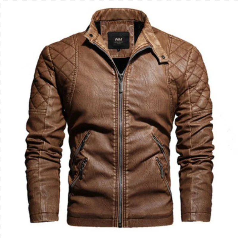 

Мужская мотоциклетная куртка из искусственной кожи, байкерская куртка на молнии с вышивкой, флисовая куртка-40, Осень-зима 2021