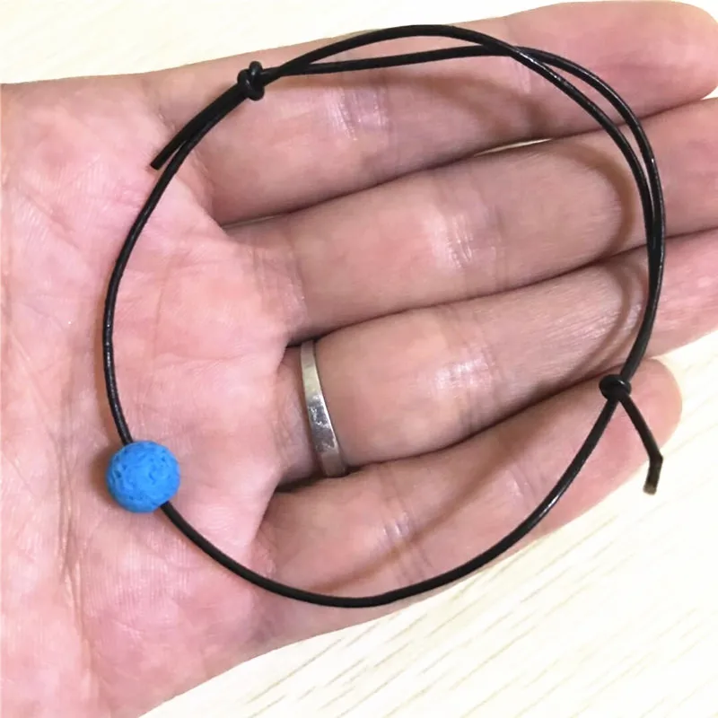 blue Boho красочные вулканической лавы рок ножной браслет браслеты для женщин мужчин натуральный камень коровьей веревки бисера цепи ноги браслет ювелирные изделия - Окраска металла: blue