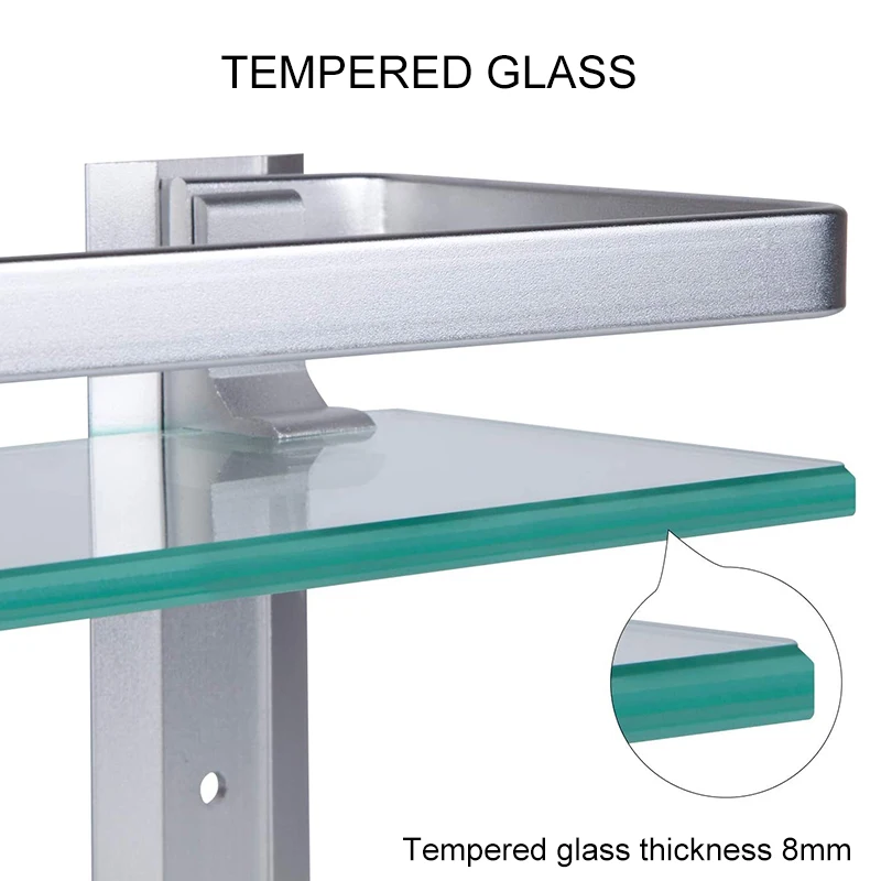 Настенная стеклянная полка для ванной комнаты с держателем полотенец - купить по