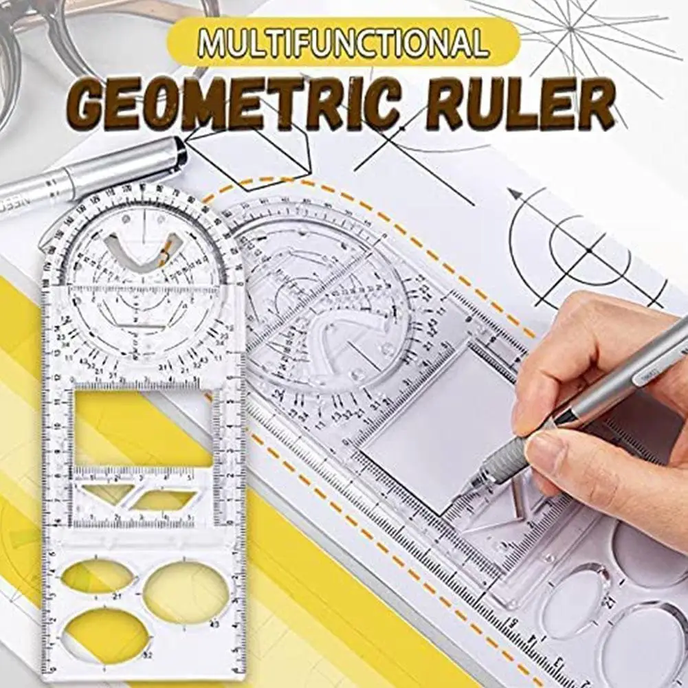 

Многофункциональная Геометрическая Линейка геометрический шаблон измерительный инструмент «сделай сам» линейки для рисования для школьн...
