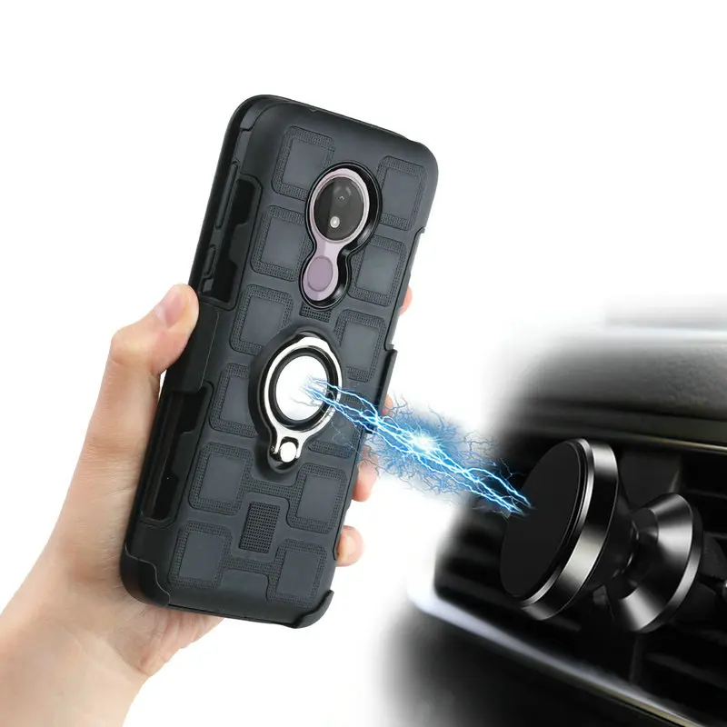 Роскошный чехол с металлическим кольцом для Motorola Moto G7 Power Case G8 Plus G 7 + зажимом ремня