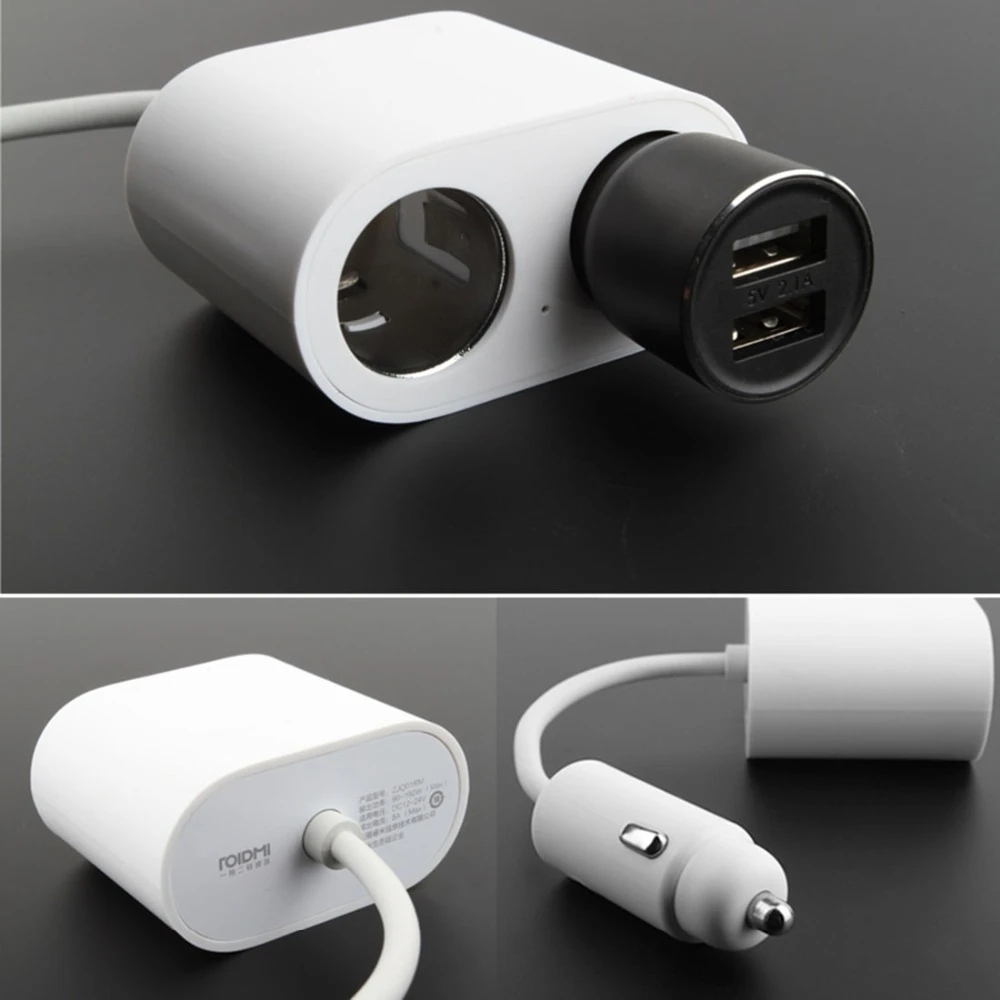 Оригинальный автомобильный прикуриватель Xiaomi ROIDMI 2 в 1 120 Вт 10 А + двойной usb порт