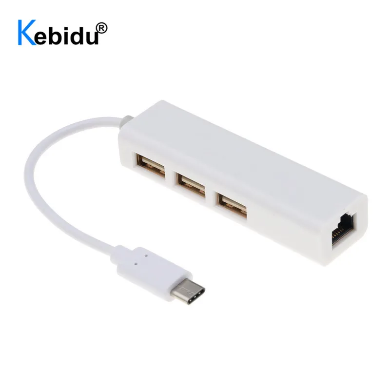 Кабель адаптер Kebidu для Macbook ThinkPad Samsung 3 порта USB 1 типа C rj45 Ethernet сеть LAN|USB-хабы| |