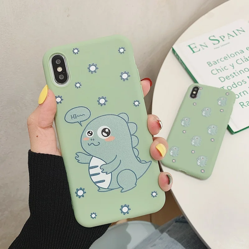 Забавный динозавр чехол для телефона iPhone 7 8 Plus TPU силиконовая задняя крышка X XR XS Max