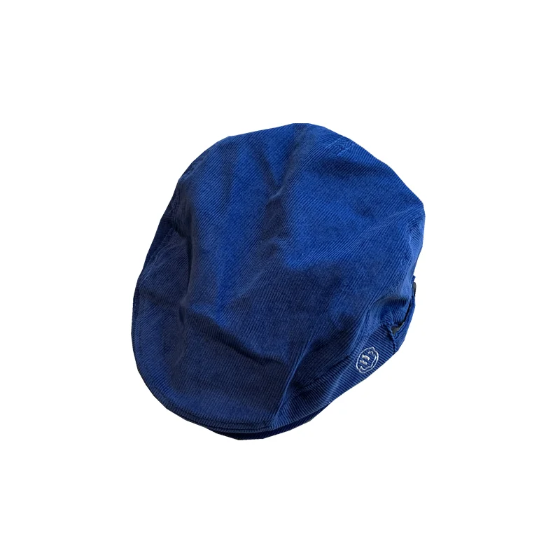 

[EAM] Women Blue Corduroy Vintage Berets Hat New Round Dome Temperament Fashion Tide All-match Spring Autumn 2021 1DD5525