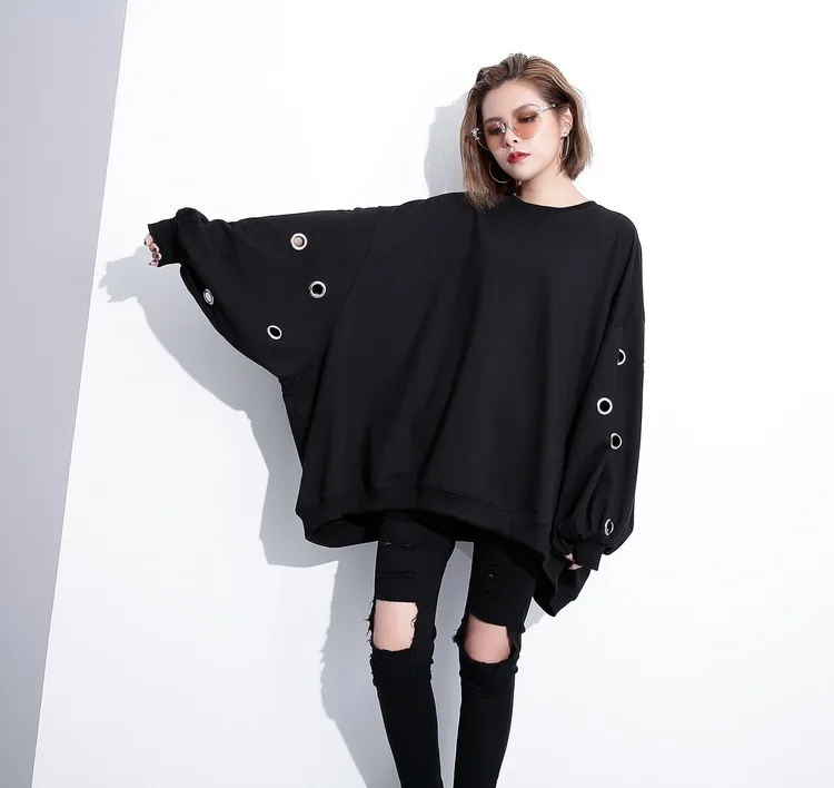 CHICEVER зимние Полые Пуловеры женские свитшоты для женщин топ рукав летучая мышь