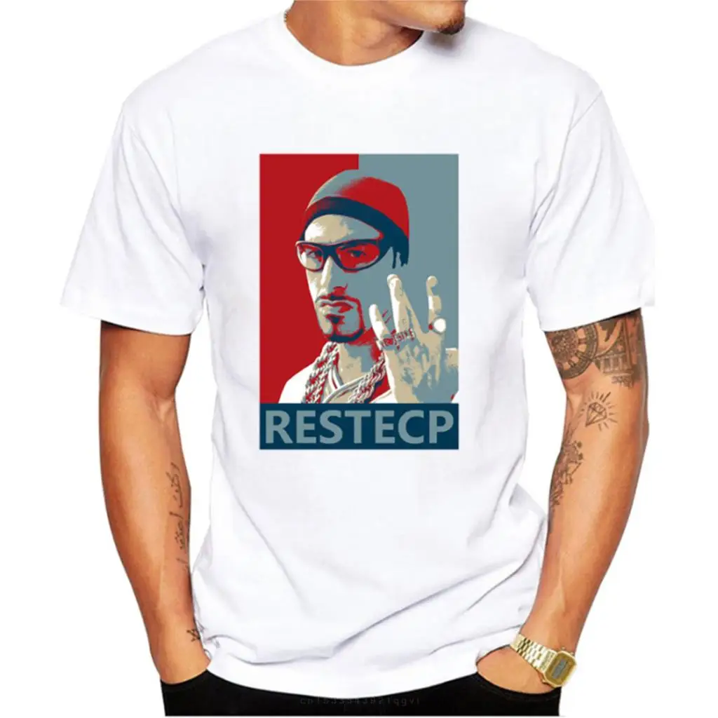 Новинка Футболка Harajuku с принтом Restecp Ali G летняя модная мужская футболка Забавный