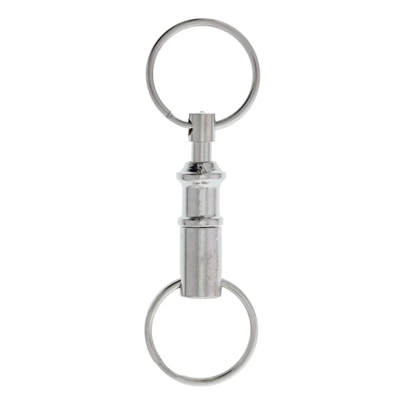 

2PC Steel Chrome Plated Pull-Apart Key Rings Removable Keyring Quick Release Keychain Dual Detachable Key Ring Snap Lock Holder