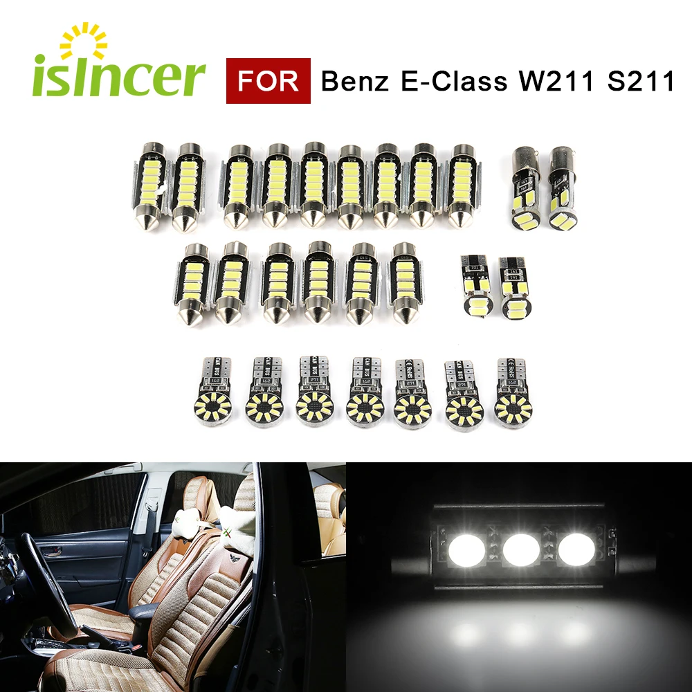 

26pcs Canbus SMD LED interior lighting for Mercedes-Benz E-Class W211 S211 complete set No error dome reading white Lamp lights