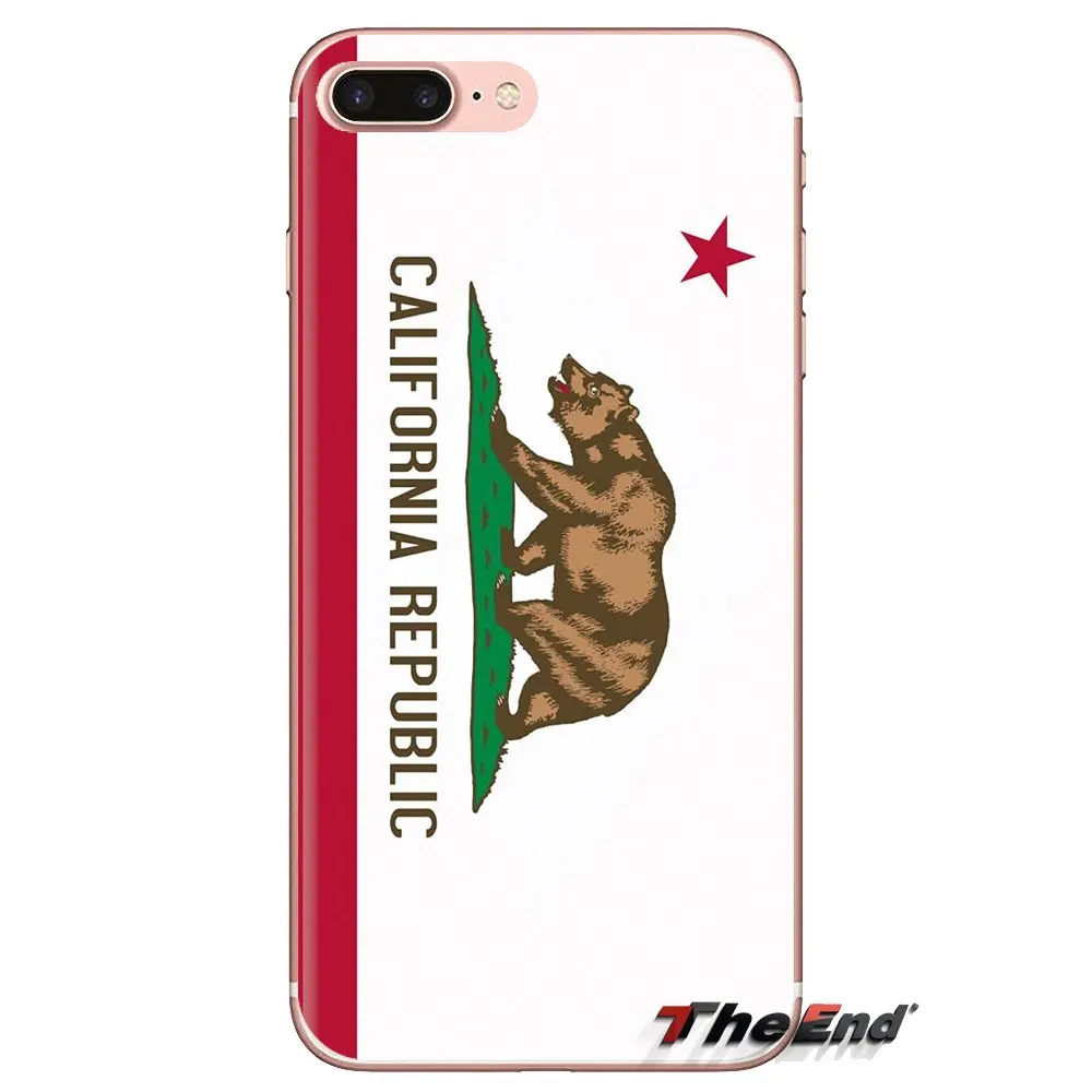 Мягкий силиконовый чехол для телефона с Калифорнийская Республика флаг медведем