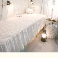 free shipping korean luxury princess solid color white lace cotton padded bed skirt quiting bedspread 30cm %d0%bf%d0%be%d0%ba%d1%80%d1%8b%d0%b2%d0%b0%d0%bb%d0%be bed apron