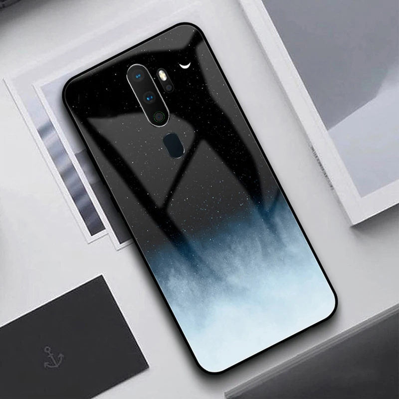 Pattern 1 Чехол GFATIH для OPPO A9 чехол с принтом перьев звездное небо дизайнерский чехол из закаленного стекла для телефона для Oppo A5 чехол Funda - Цвет: Pattern 1