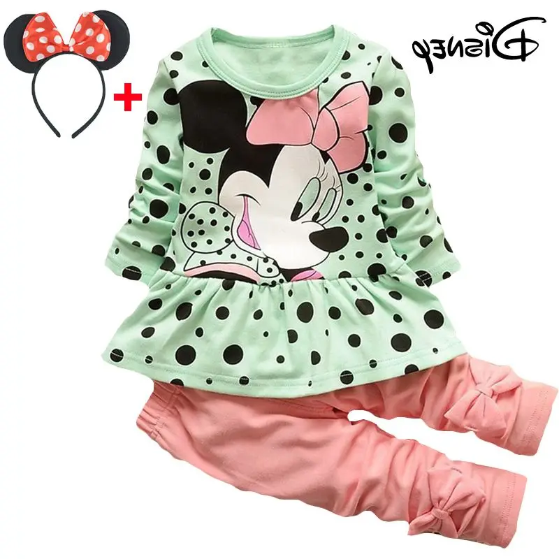 Disney Mickey New Baby Girl Clothes Spring Fashion Newborn Girls Set Cotton Full Sleeve Clothing Roupa Bebes Menina |