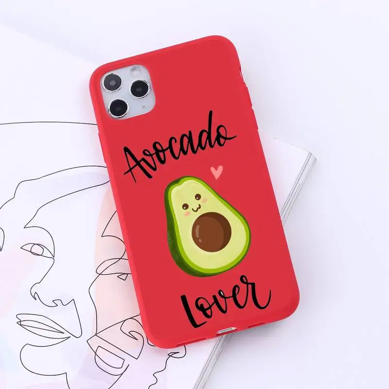 

cute cartoon Avocado pattern Phone Case Candy Color for iPhone 6 7 8 11 12 s mini pro X XS XR MAX Plus