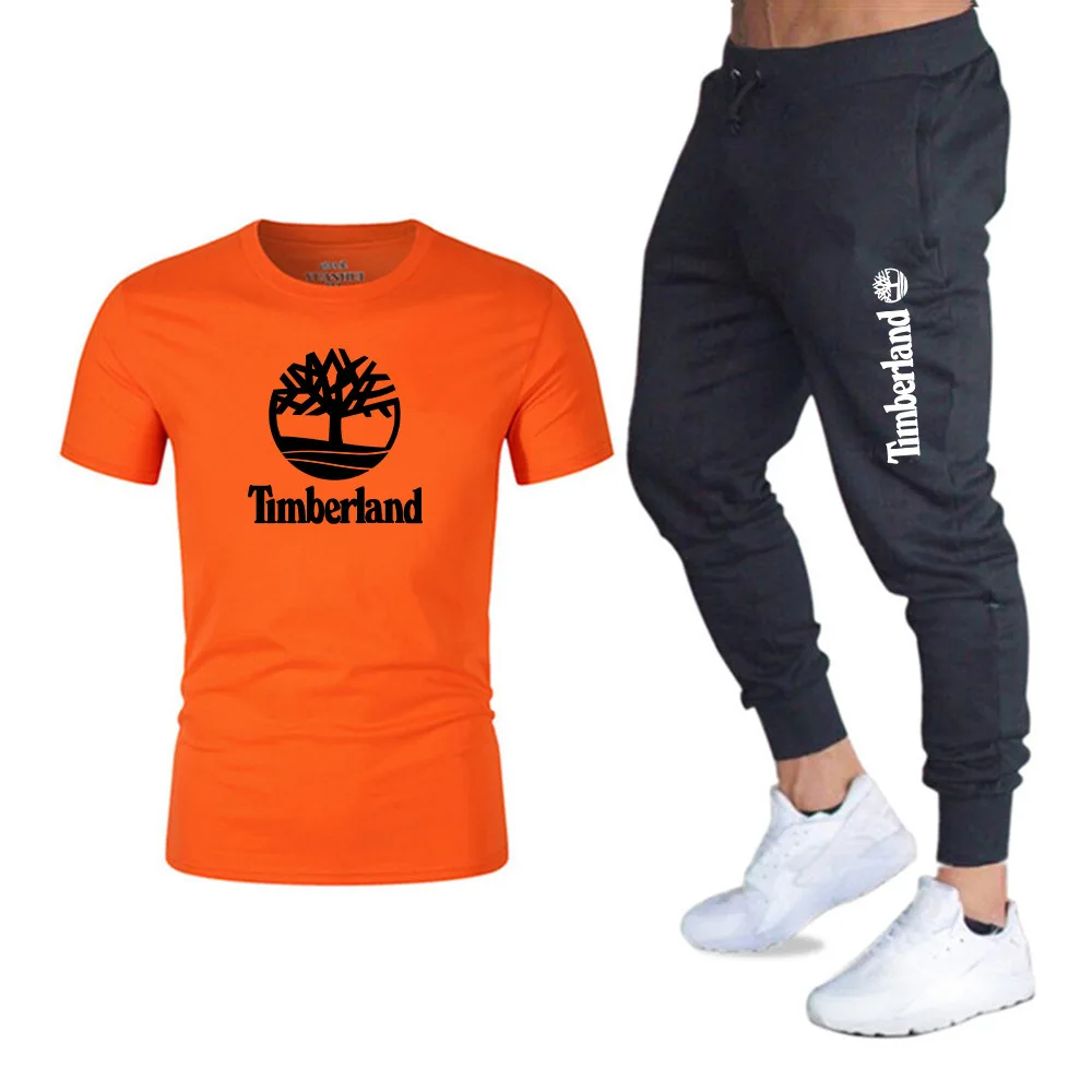 

Summer Men Tracksuit Round Neck Printing Clothes Sportswear Two Piece Set T Shirt Shorts Brand Track Clothing Male Sports Suits