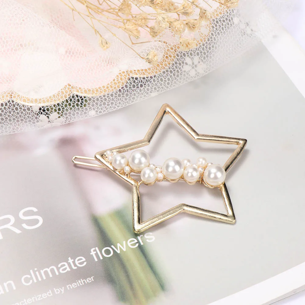 Модная Геометрическая булавка с имитацией жемчуга сплав простая Звезда Луна
