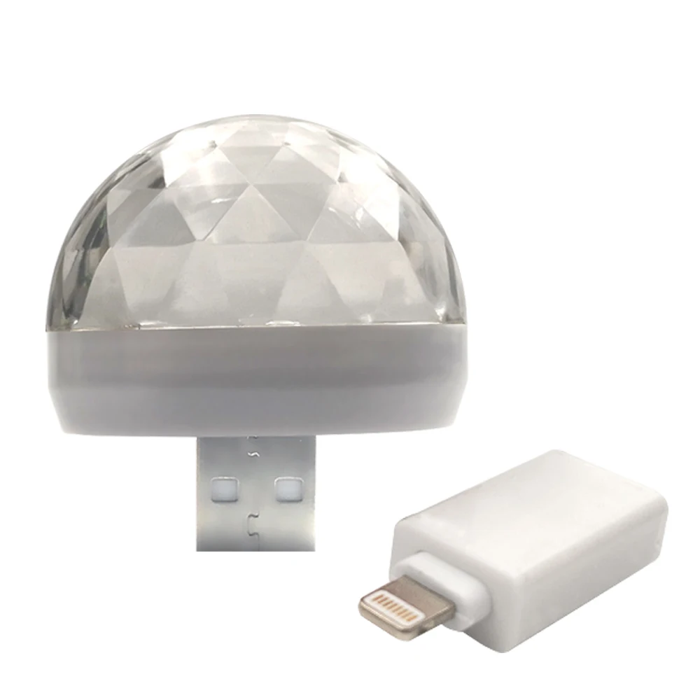 With Apple plug Автомобильная светодиодная автомобильная лампа USB окружающий светильник DJ RGB Мини Красочный музыкальный звуковой светильник USB-C интерфейс Apple интерфейс для праздников и вечеринок караоке - Испускаемый цвет: With Apple plug
