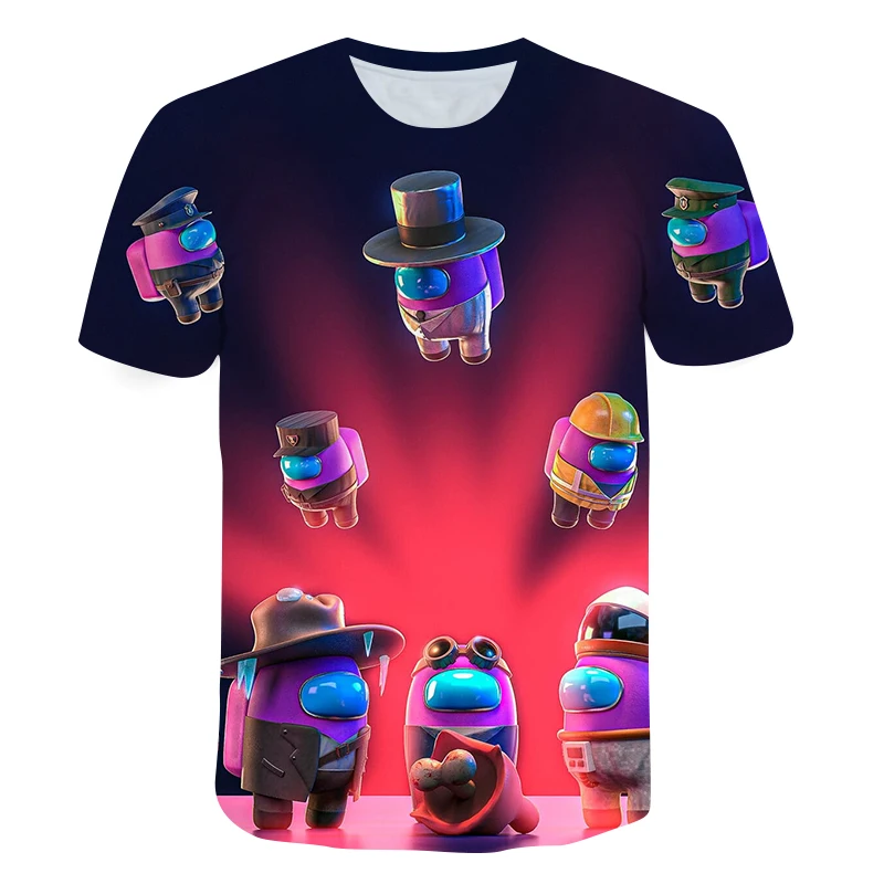 

S1New summer 3D crew neck short sleeve boys and girls T-Shirt Funny Game cartoon fake top 4-14t fighting cartoon series