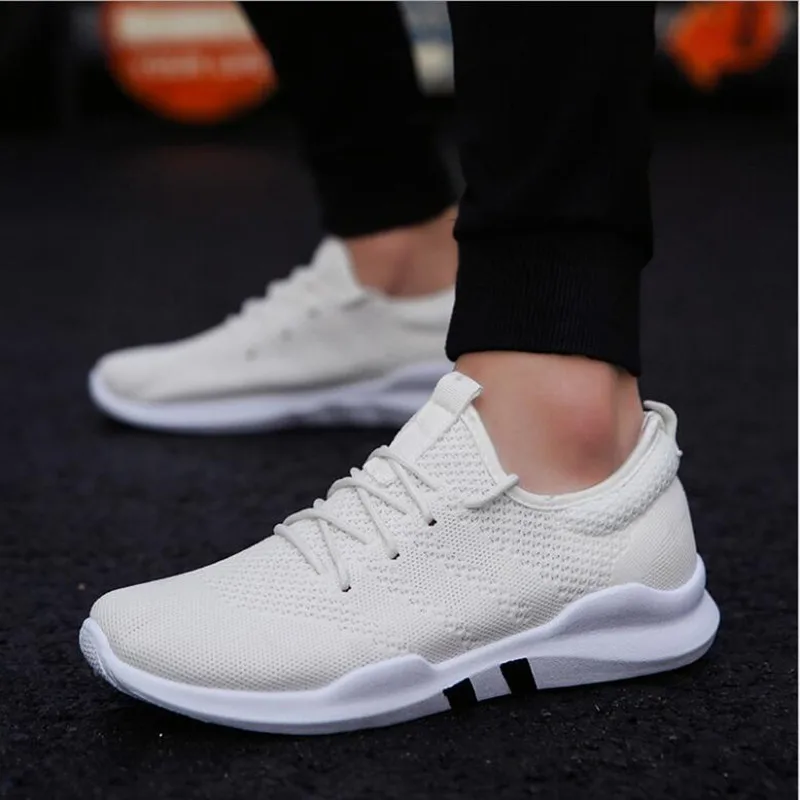 

Flying weaving mesh new men's shoes wild trend youth male spring breathable feet white casual shoes