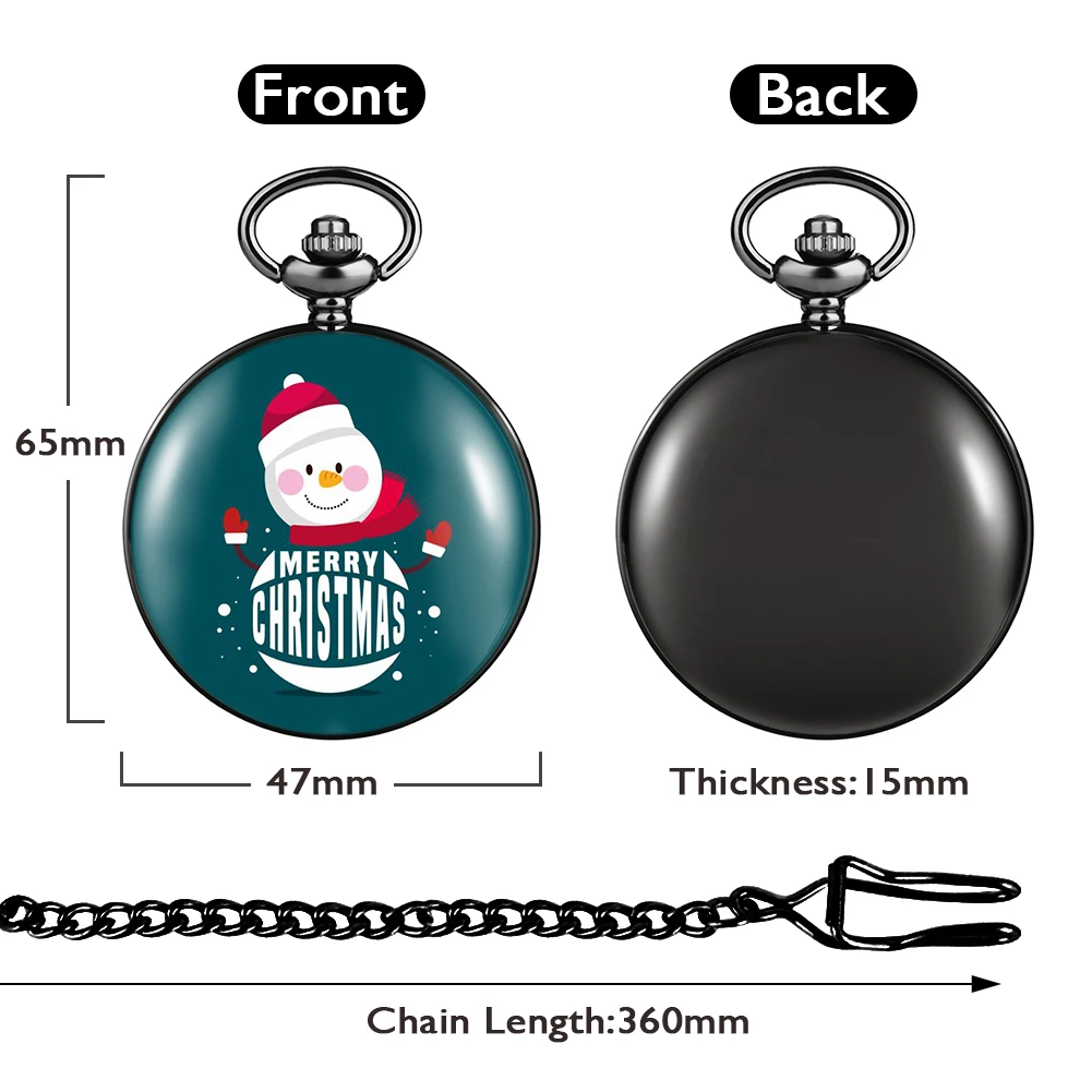 Pocket Watch Gift Set Merry Christmas Cute Snowman Presents with Box Gifts 2022 Happy New Year Xmas for Men Women Kids Children