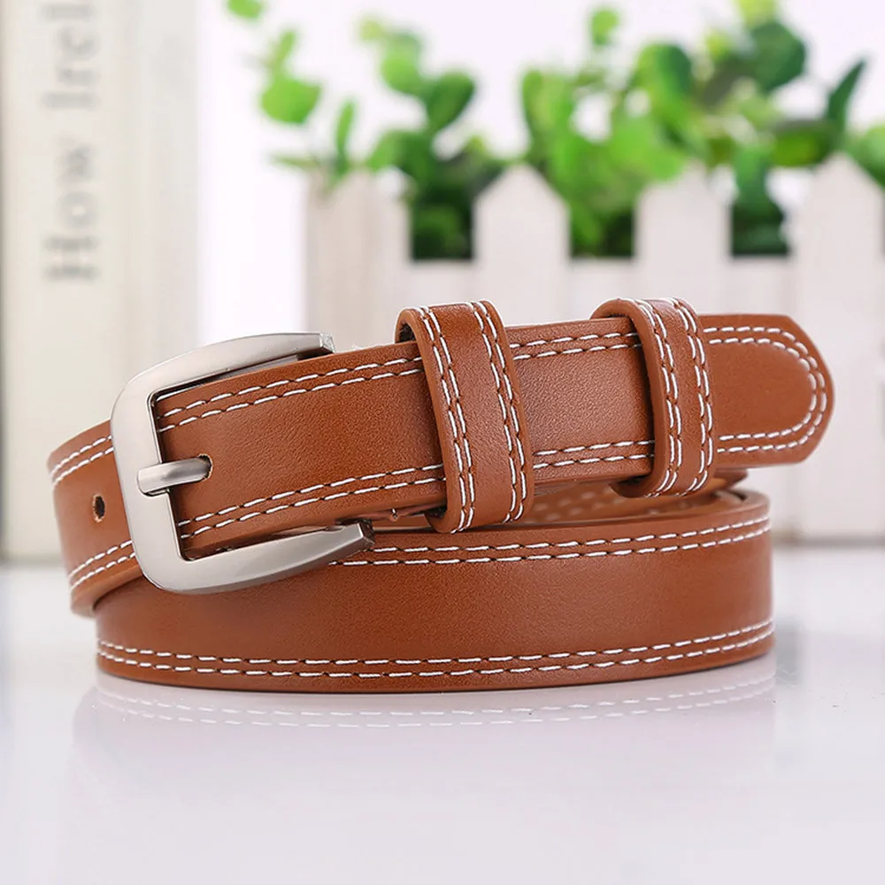 Женский ремень с металлической пряжкой кожаный винтажный пояс двойным кабелем