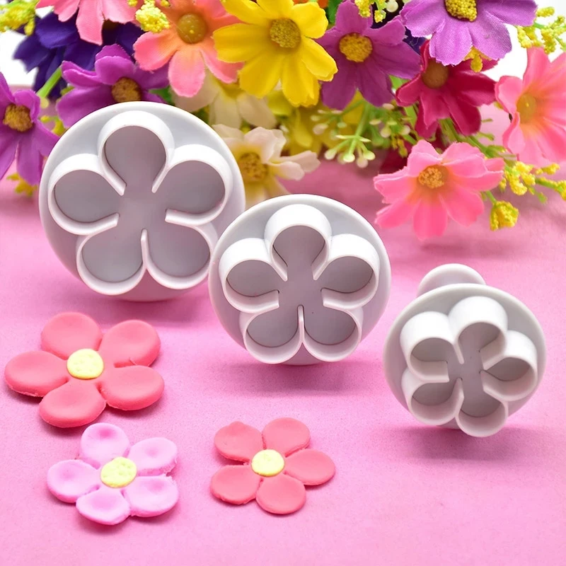 

ZZKJ Cookie Cutter Flower Plunger DIY Cake Fondant Mold Plastic KItchen Gadgets Cake Decorating Tools Baking Accessories