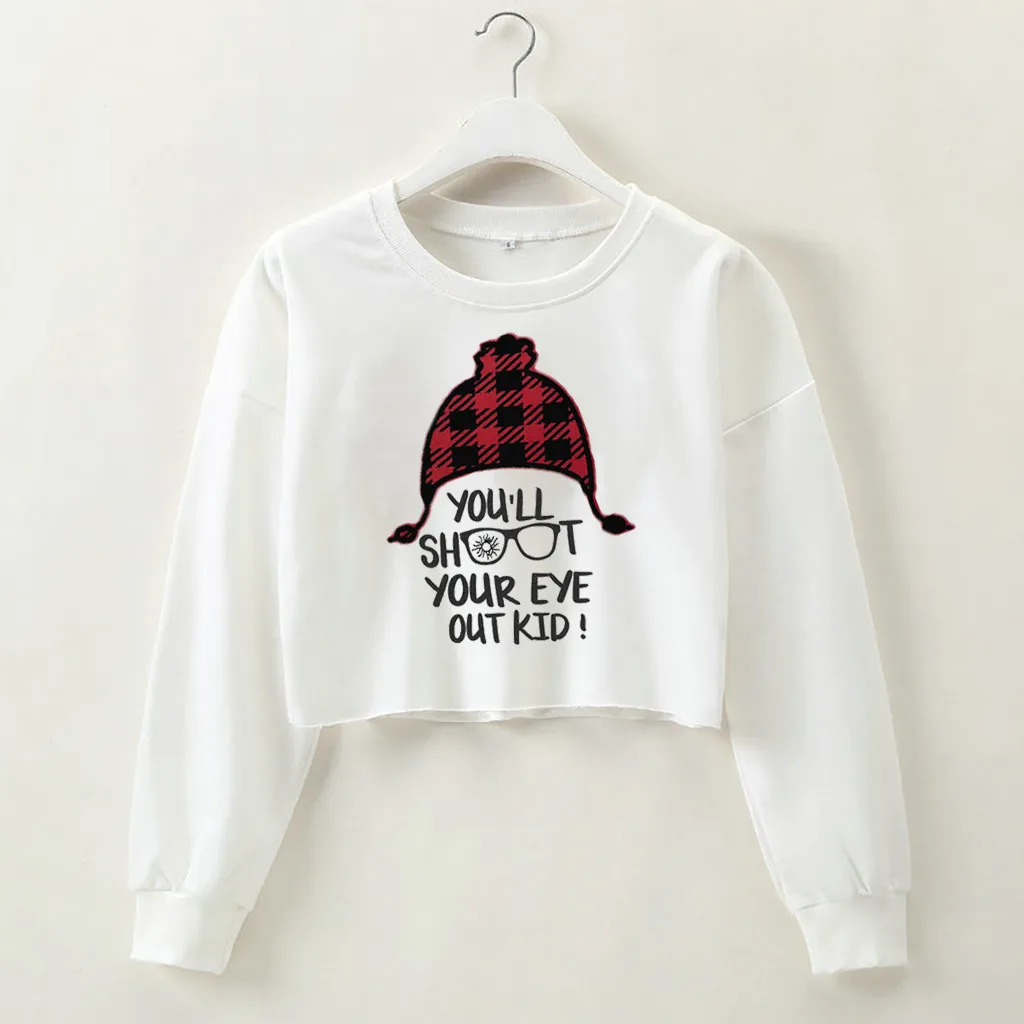 Women Long Sleeve Sweatshirt Letter Print Tops Fashion Women's Autumn Pullover Hooded Simple Short Blouse толстовка худи |