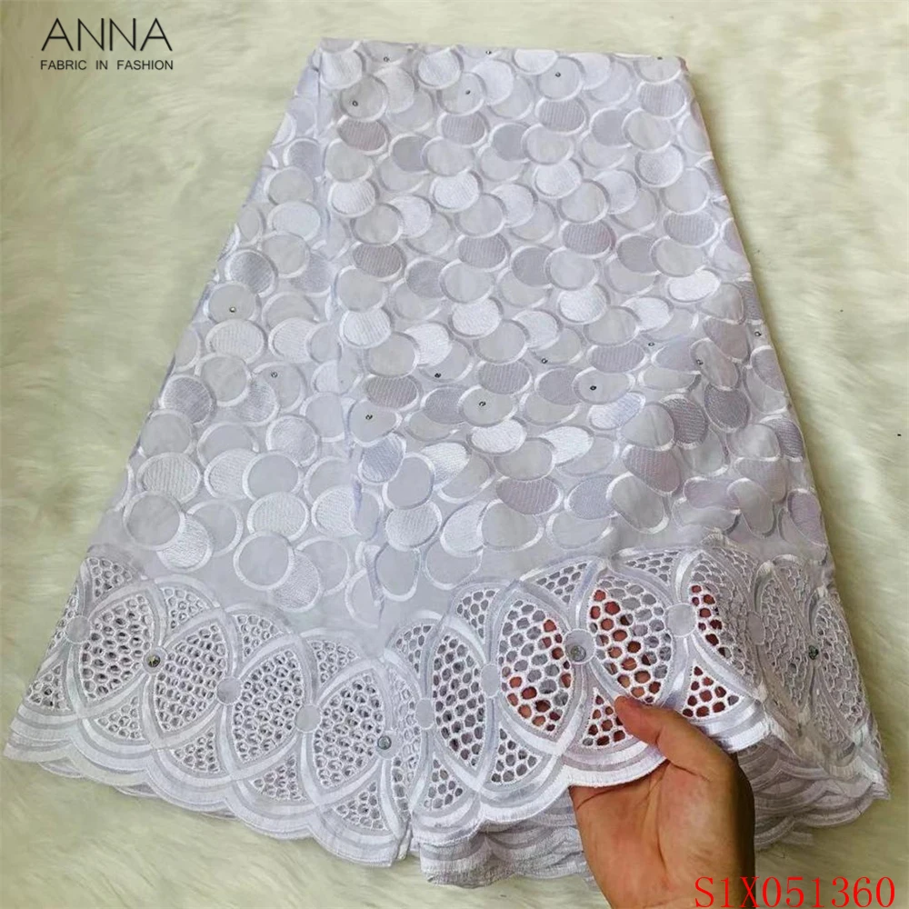

Anna embroidery with stones swiss lace fabric 5 yards cotton african fabrics 2021 voile laces match rhinestones for sewing dress