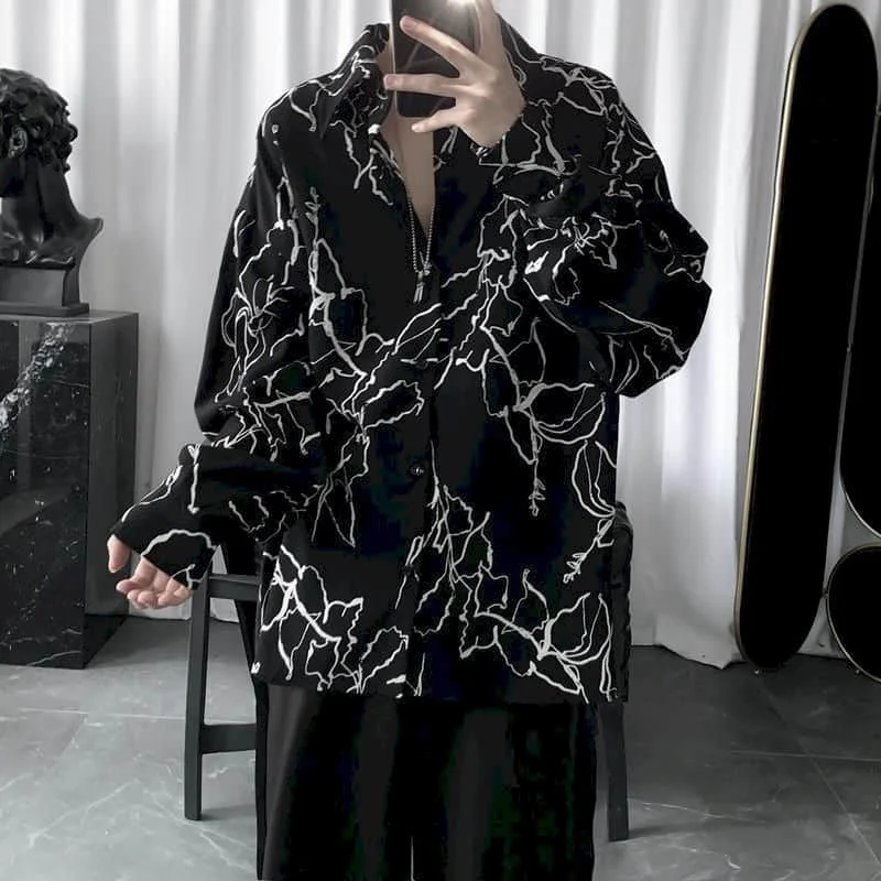 

Рубашка с длинным рукавом для мужчин и женщин, свободная блузка в Корейском стиле, в стиле ретро, Харадзюку, бойфренд, темная, в стиле хип-хоп,...