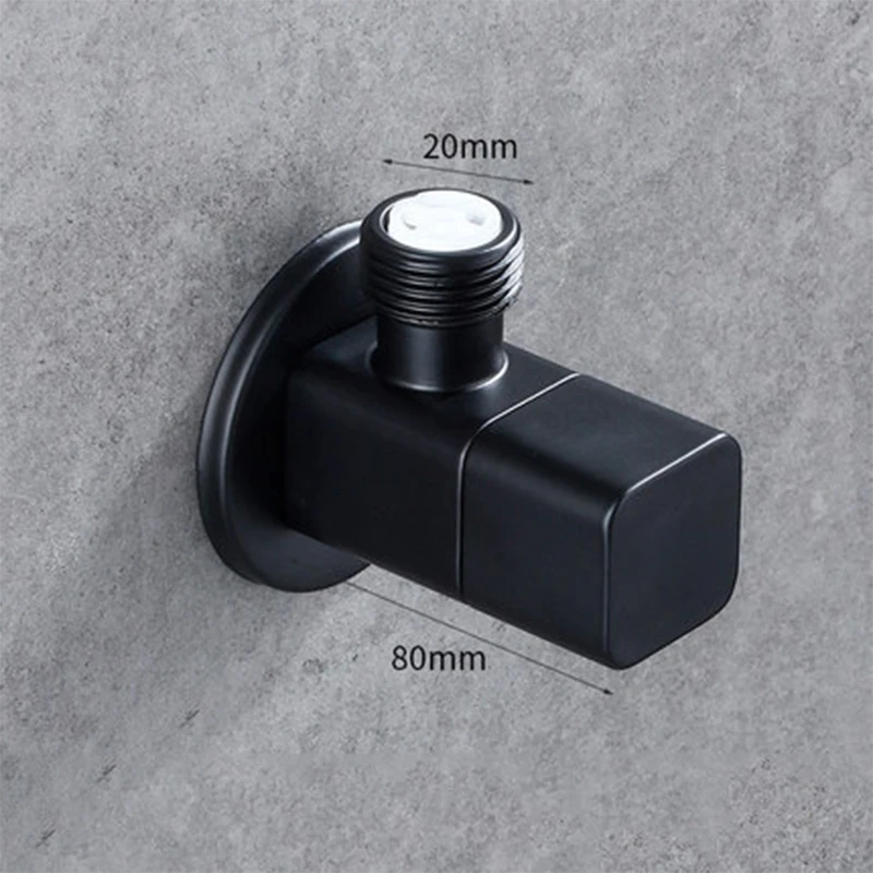 Медный черный толстый треугольный клапан для горячей и холодной воды стопорный