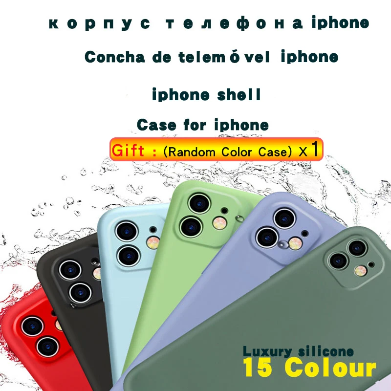 

For iPhone 11 12 Pro X XR XS Max Case Luxury Original Liquid Silicone Soft Cover For iPhone 7 6 6S 8 Plus Shockproof Phone Case