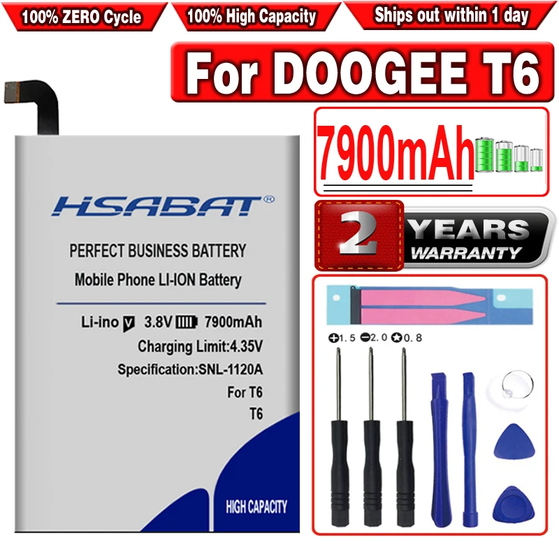 Аккумулятор HSABAT большой емкости 7900 мАч для телефона HT6 и DOOGEE T6 Pro Бесплатная