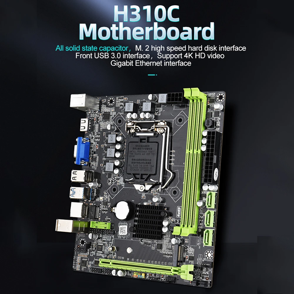 H310C Computer Motherboard M-ATX DDR3 16G USB 3.0 SATA 3.0 Mainboard Support for Intel LGA1151 6/7/8/9100F/9400F