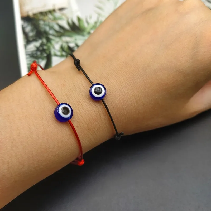 2 шт./лот красочный браслет Lucky Eye Регулируемый Черный веревочный мужской женский