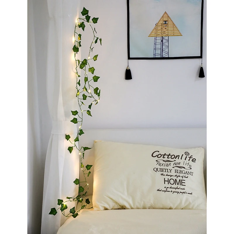 

2 Metre 20 LEDs Green Maple Leaf Rattan Garland String Light Wedding Party Christmas Decoration ,Warm White